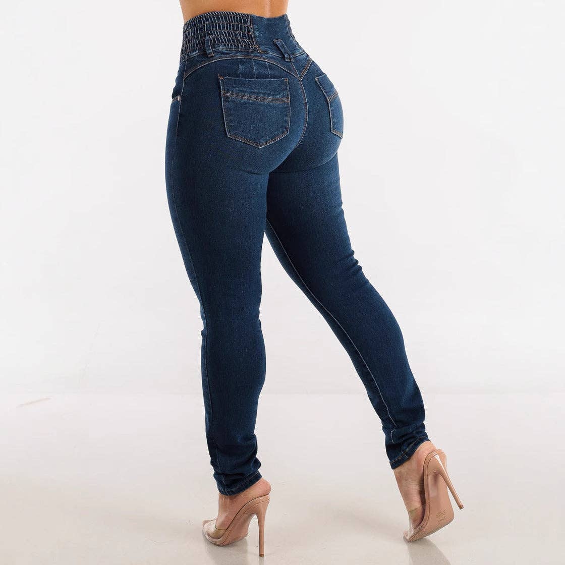 High-Waisted Slim Fit Denim Jeans with Butt Lifting