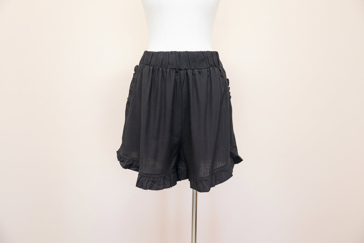 Black Linen Shorts