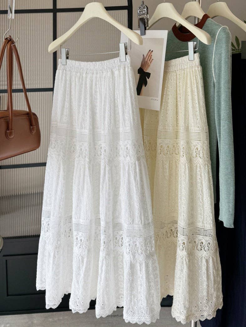 Lace A-Line Midi Skirt