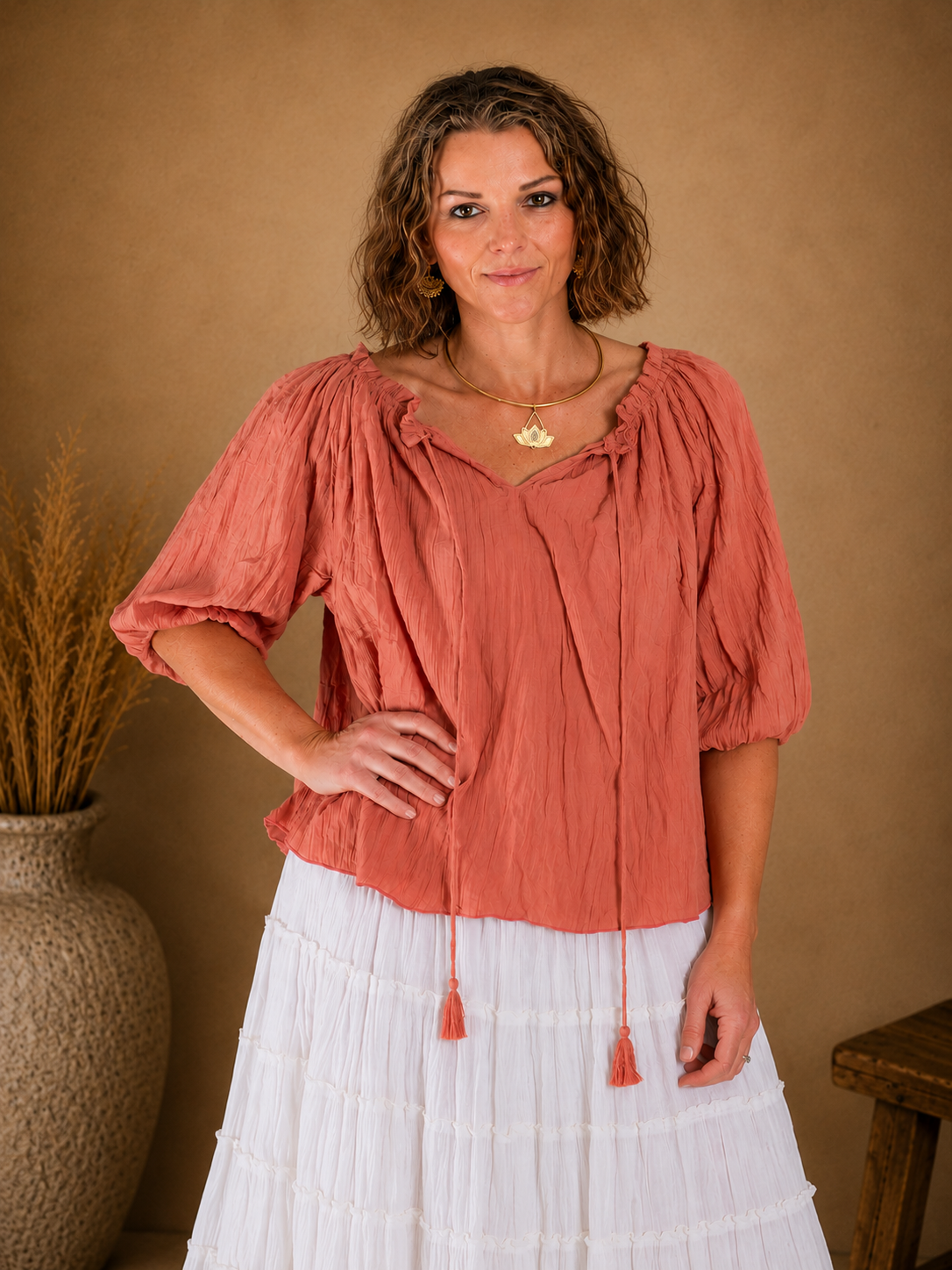 BOHO CHEESECLOTH COTTON GYPSY TOP