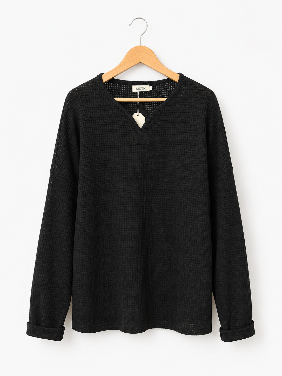 Black Waffle Knit