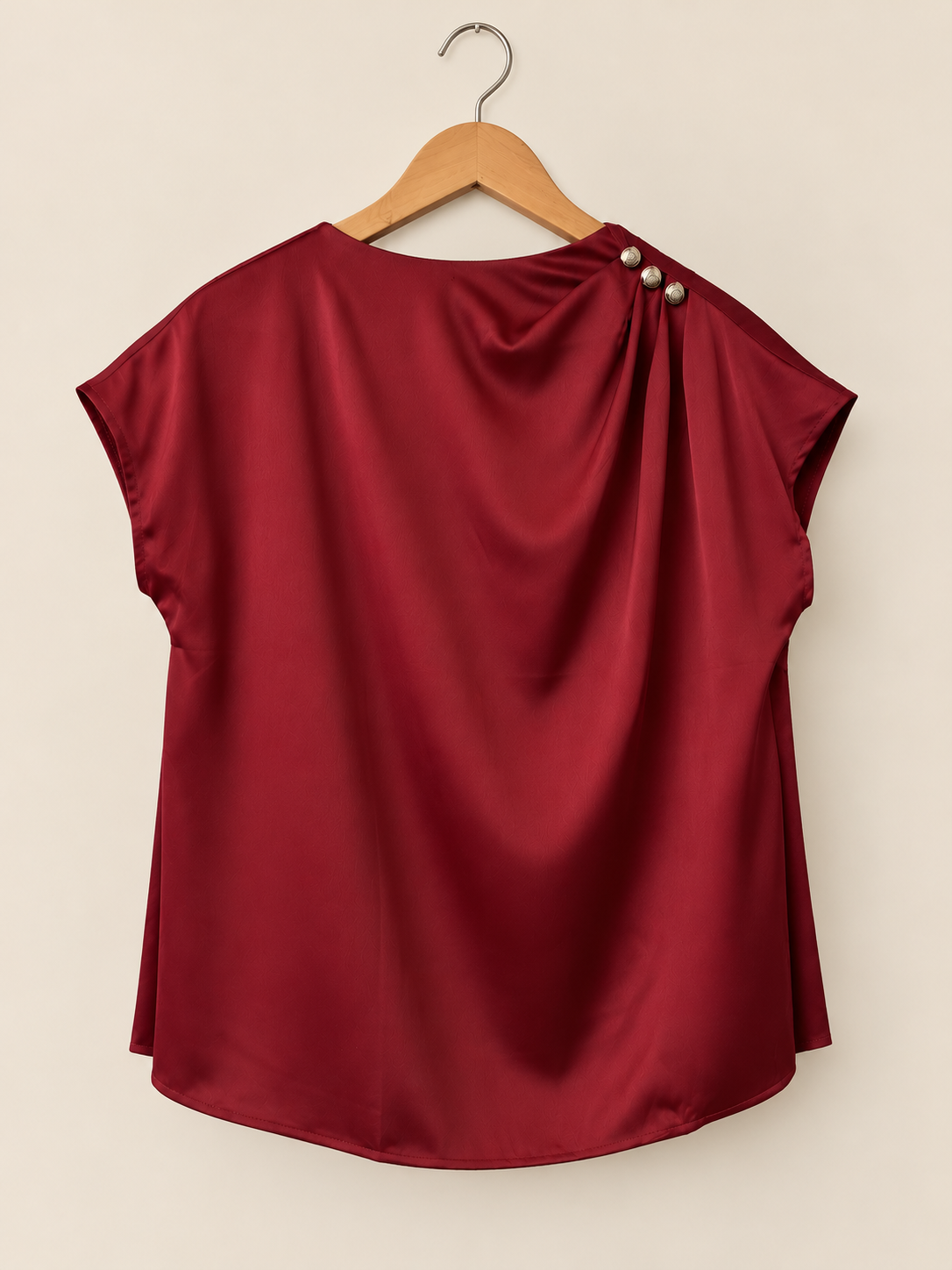 Satin Blouse with Gold Buttons