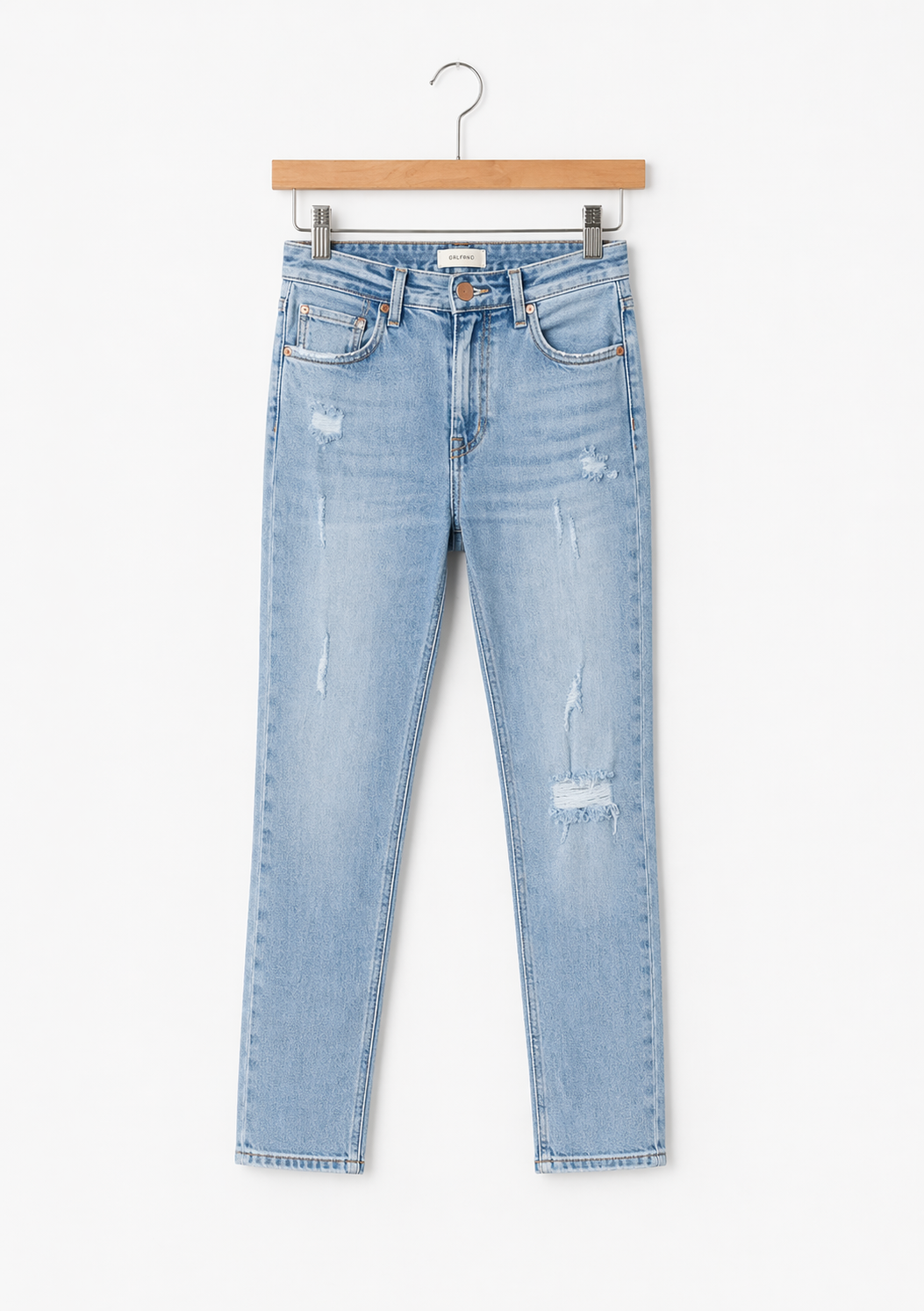 Washed Rip Gentle Wide Leg Denim Jeans