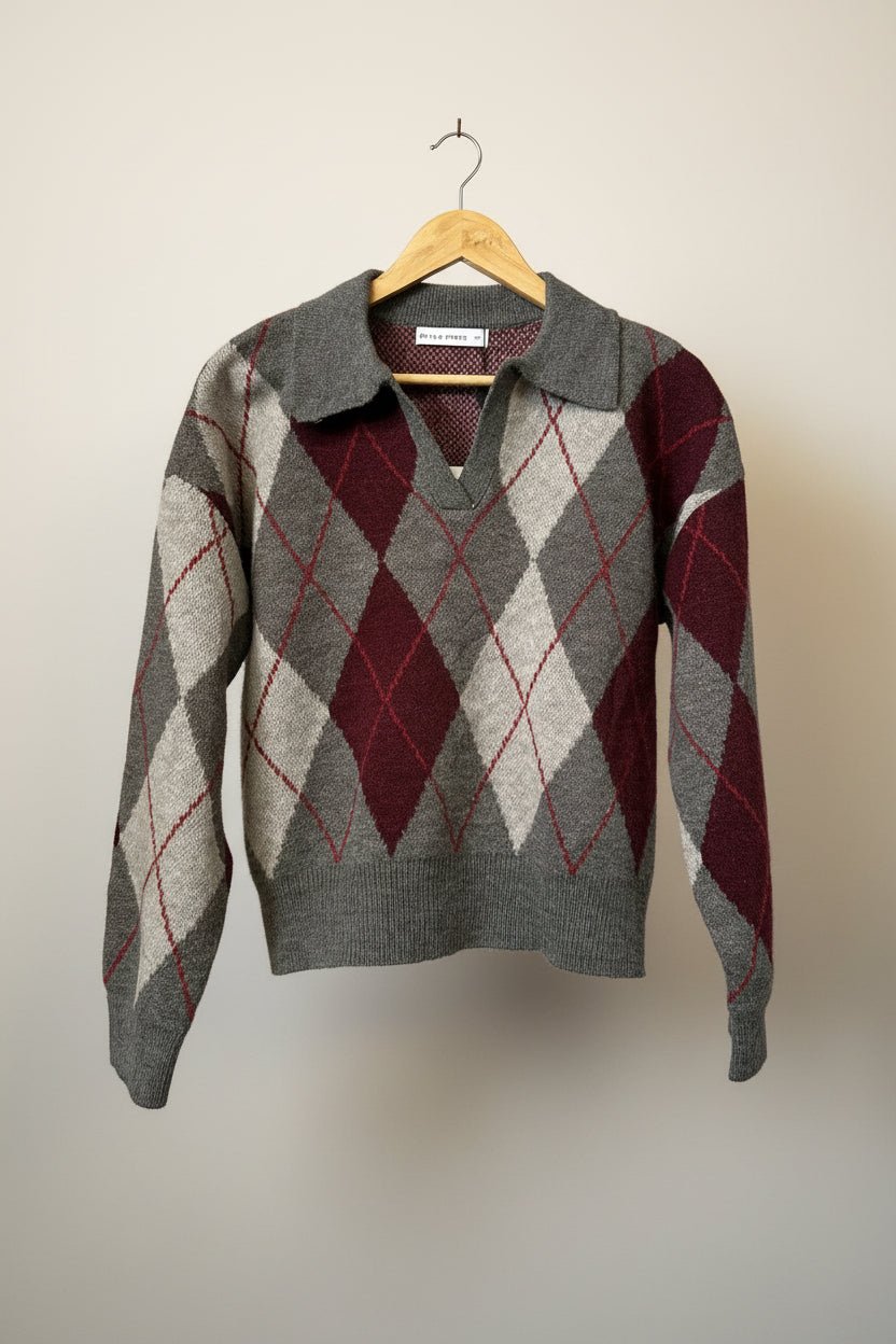 Argyle Polo Knit Sweater