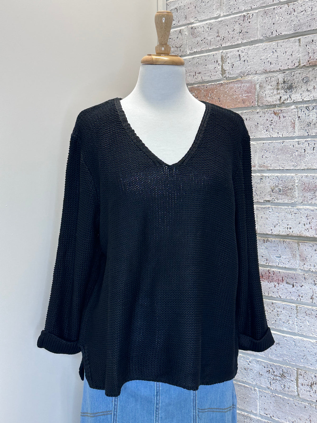 Esther V Neck Knit - Black.