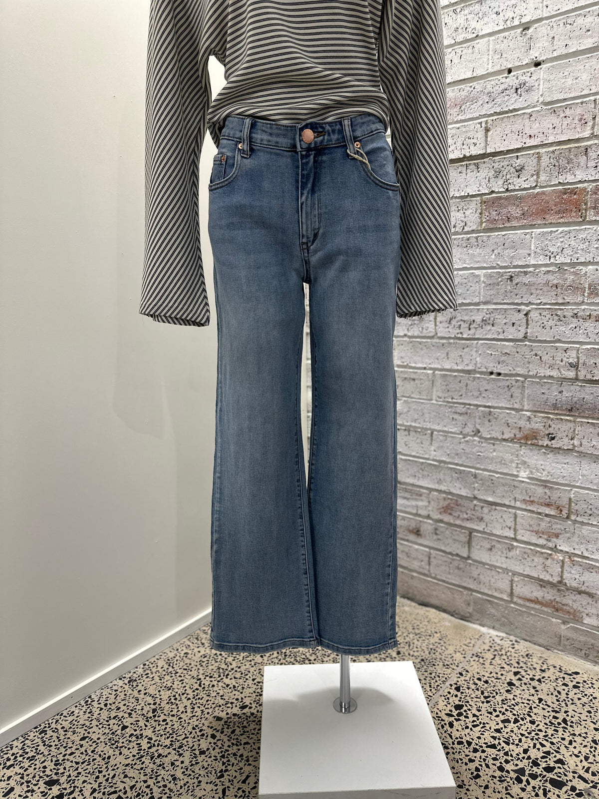 Wakee Washed Blue Wide Leg Jeans