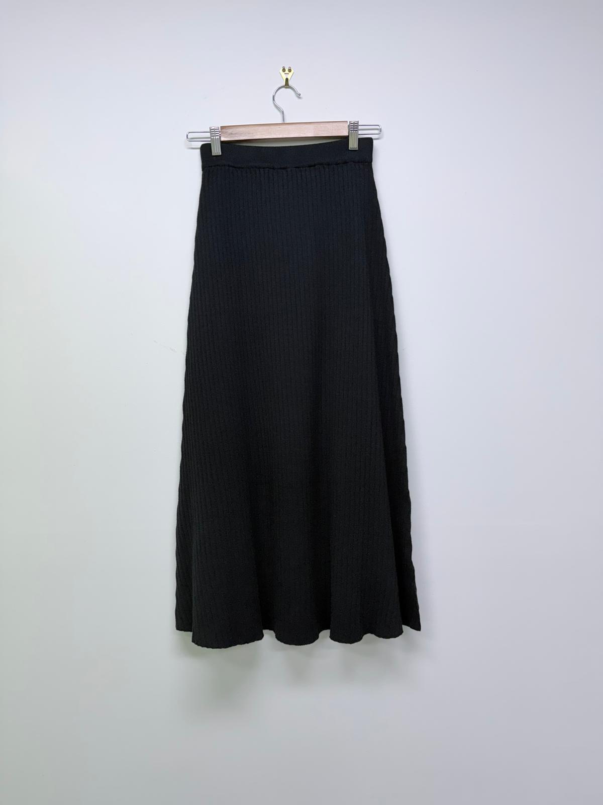 A-Line Ribbed Knit Skirt