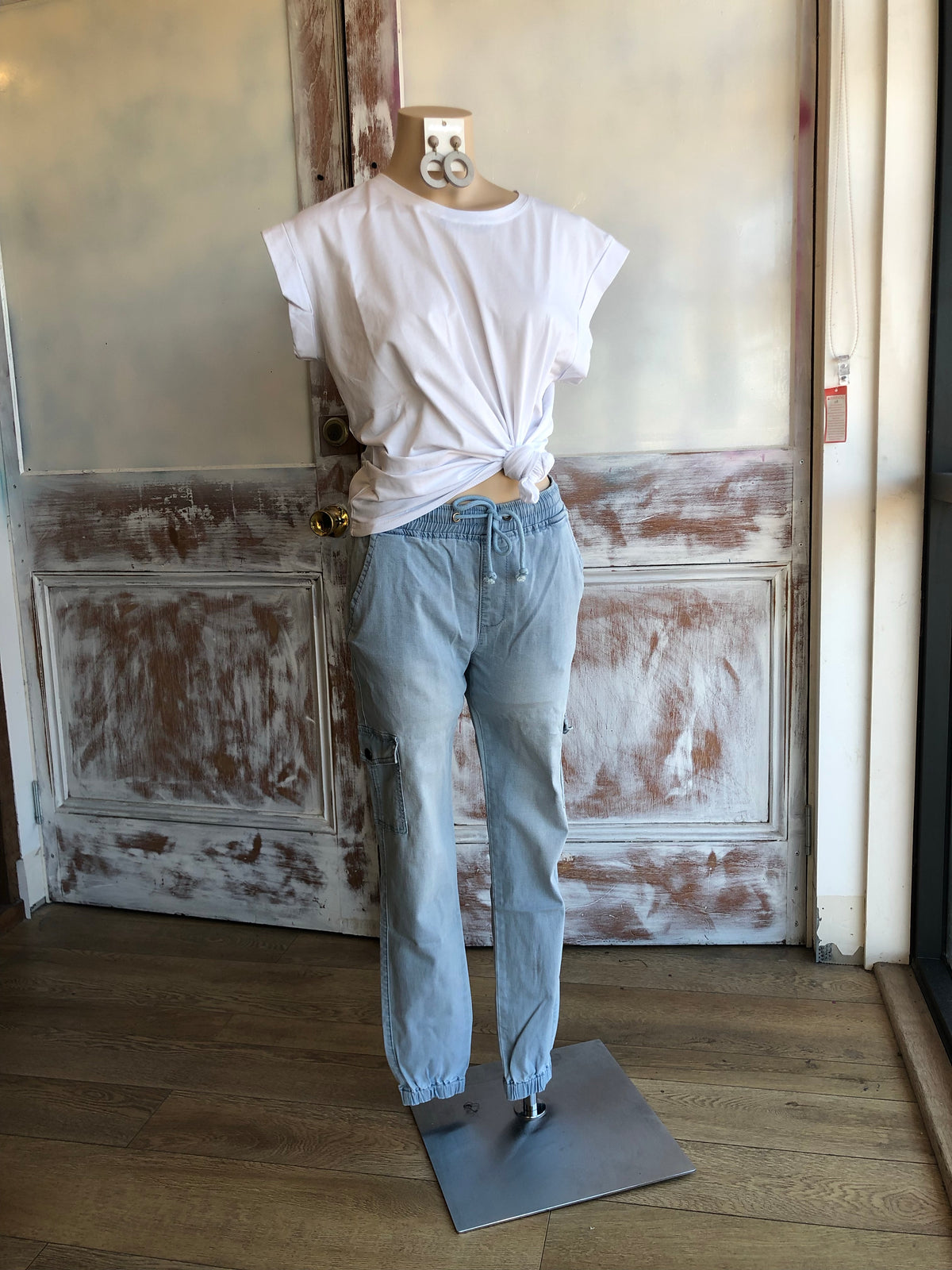 Wakee Denim Cargo Joggers - Denim Light Wash